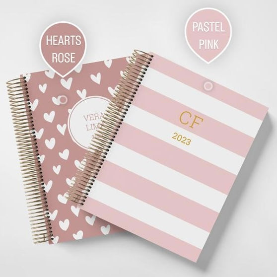 * BLACK DAYS * COMBO HEARTS ROSE + PASTEL PINK | LIFE PLANNER 2023 * 12 MONTH AGENDA