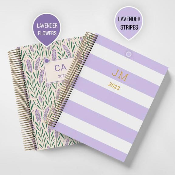 * BLACK DAYS * COMBO LAVENDER + LAVENDER STRIPES | LIFE PLANNER 2023 * 12 MONTH AGENDA