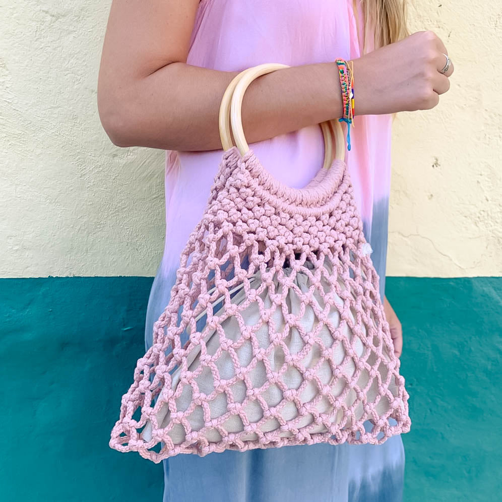 CAMILA MINI MACRAMÉ BAG | DUSTY PINK