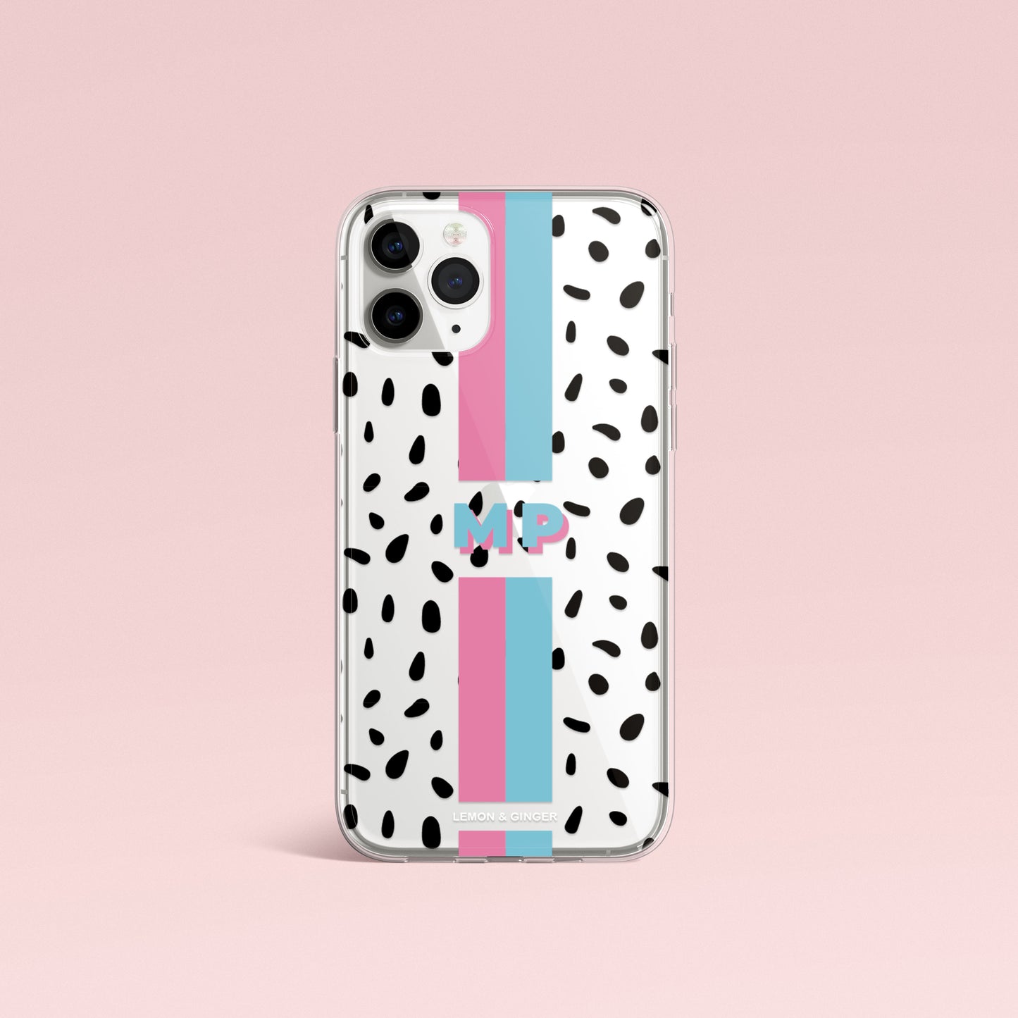 Monogram iPhone case * MODERN BLACK DROPS *