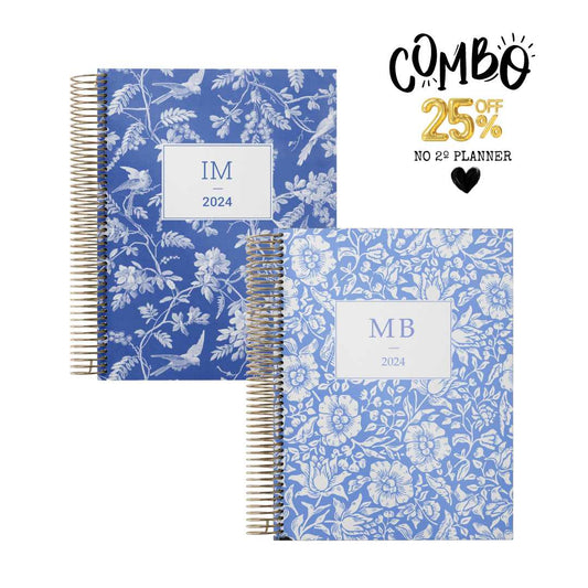 BLUE BIRDS + BLUE FLOWERS | LIFE PLANNER 2024 * 12 MONTH AGENDA * ESPECIAL HOLIDAY SALE *
