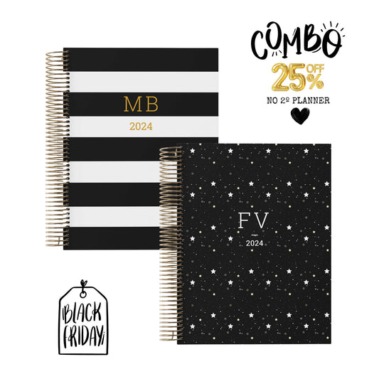 STRIPES + COSMIC | LIFE PLANNER 2024 * 12 MONTH AGENDA * ESPECIAL BLACK DAYS *