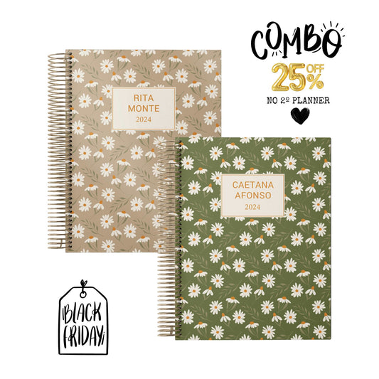DAISY + GREEN DAISY | LIFE PLANNER 2024 * 12 MONTH AGENDA * ESPECIAL BLACK DAYS *