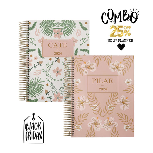 TROPICAL + HIBISCUS | LIFE PLANNER 2024 * 12 MONTH AGENDA * ESPECIAL BLACK DAYS *