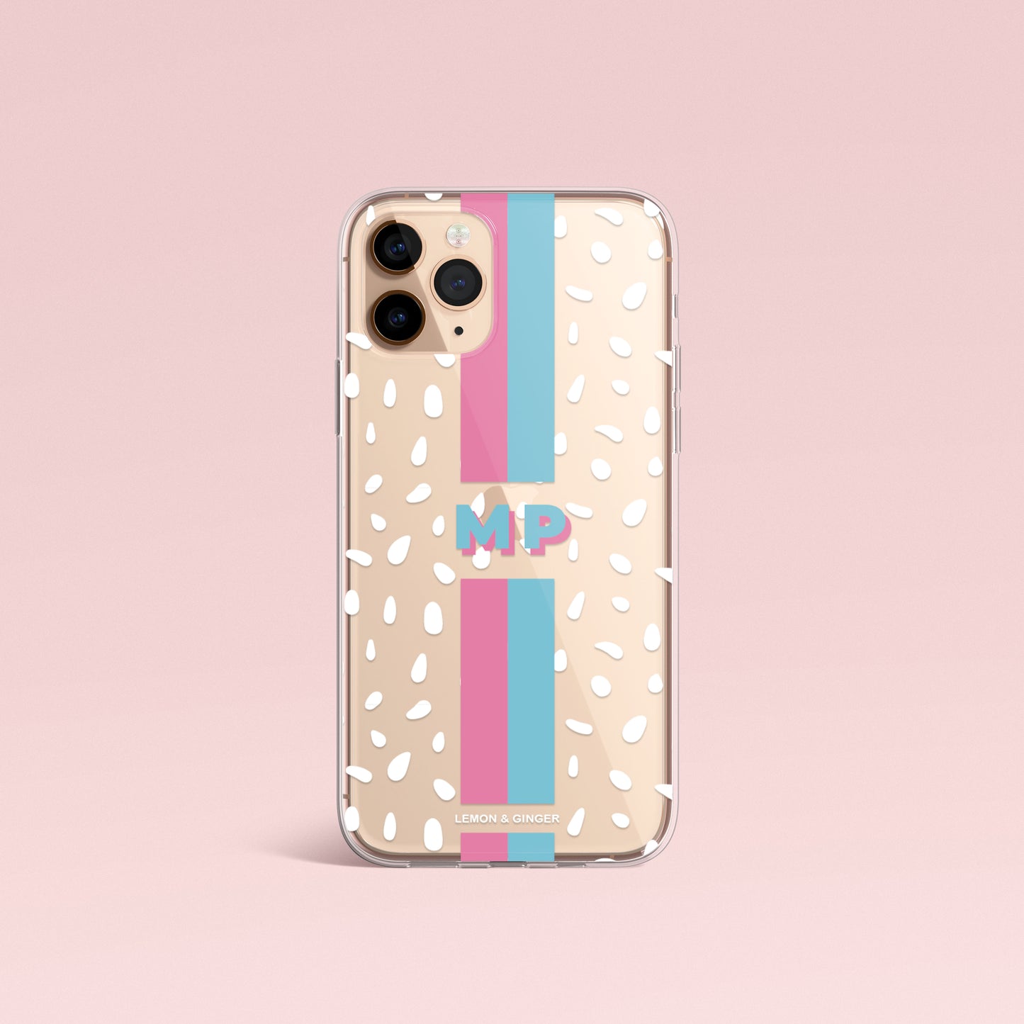 Monogram iPhone case * MODERN WHITE DROPS *